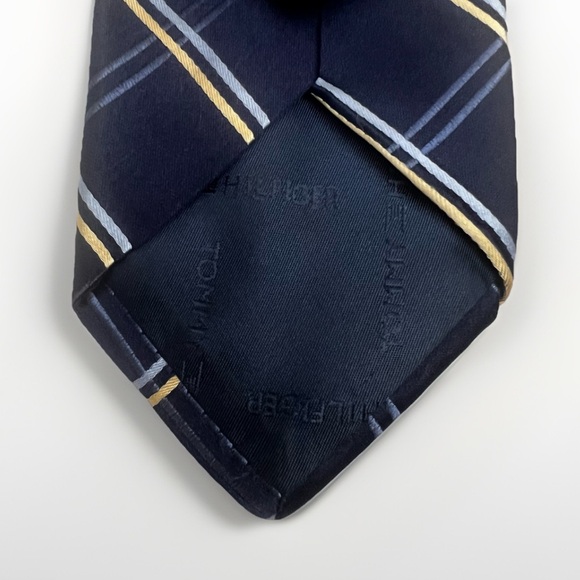 Tommy Hilfiger 100% Silk‎ Plaid Designer Tie Blue Yellow Preppy Necktie US-Made - Picture 6 of 6